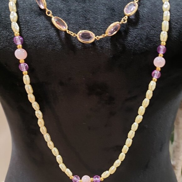 Womens Fashion Multicolor Glass Beaded Long Collar Necklace with Lobster Clasp - Picture 5 of 6